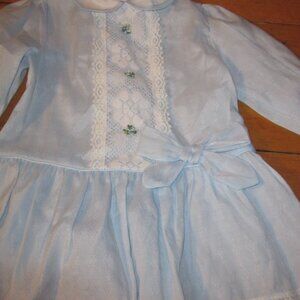 vtg embossed lace trim drop waist vtg dress JC PENNEY 3 T button back